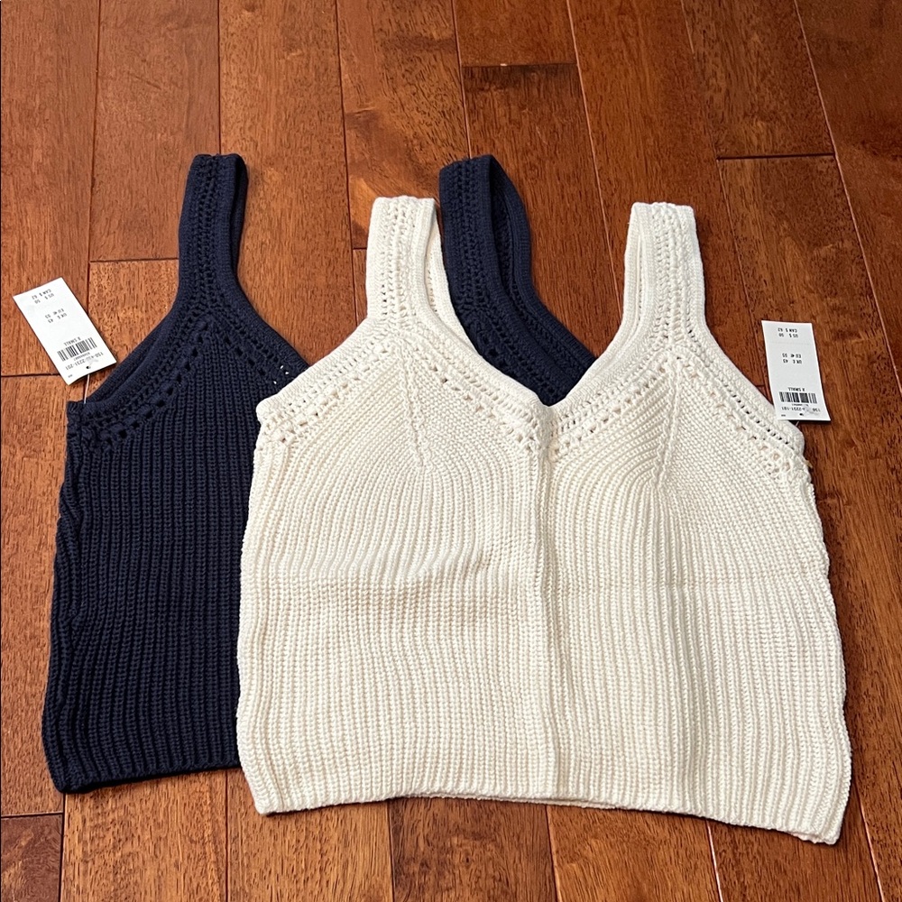 Abercrombie & Fitch Dark Blue Knit Top & Ivory 2